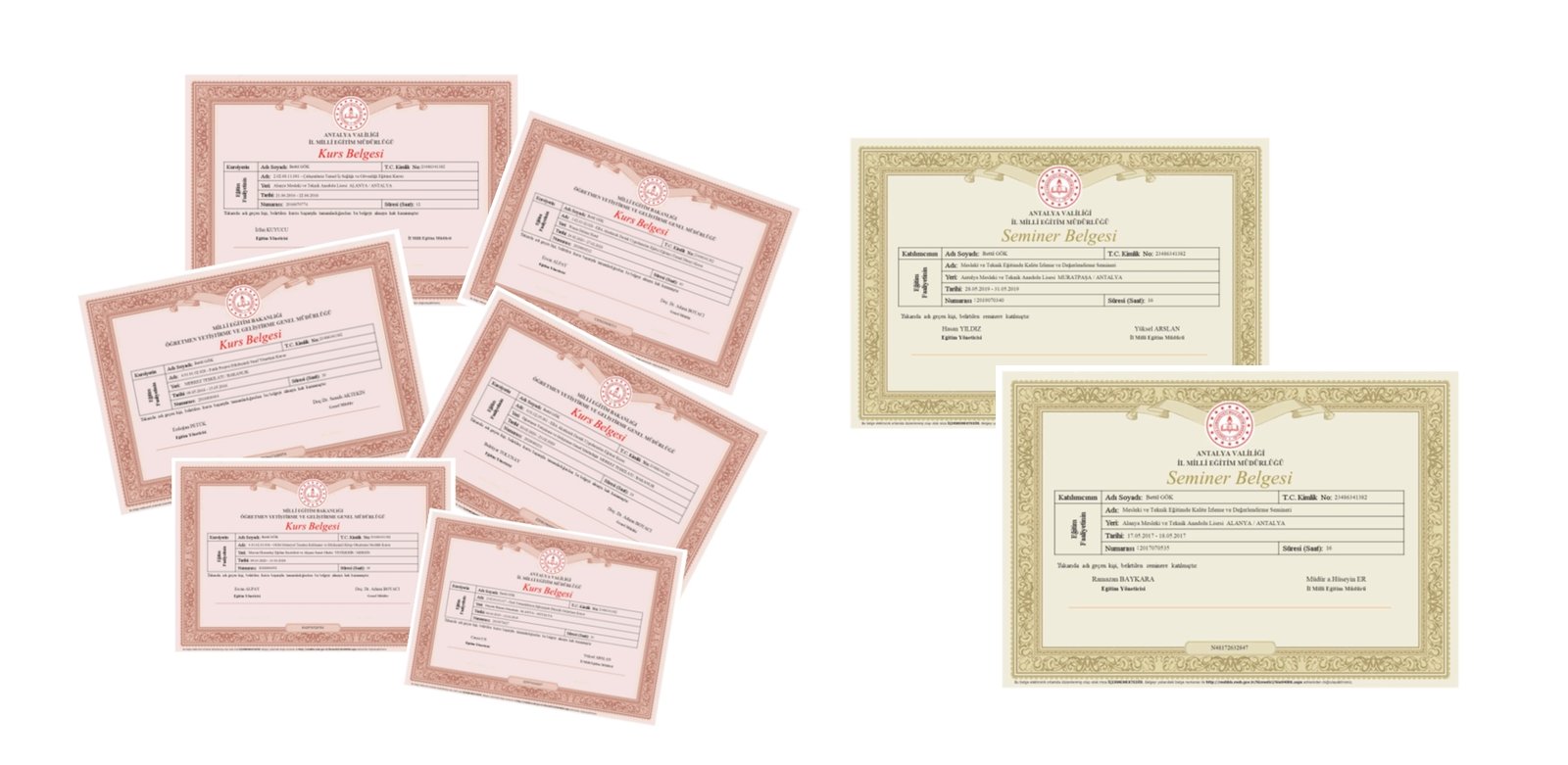 Seminar and Course Certificates
